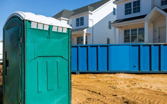 portable toilet and dumpster at a construction site project in Spartanburg SC